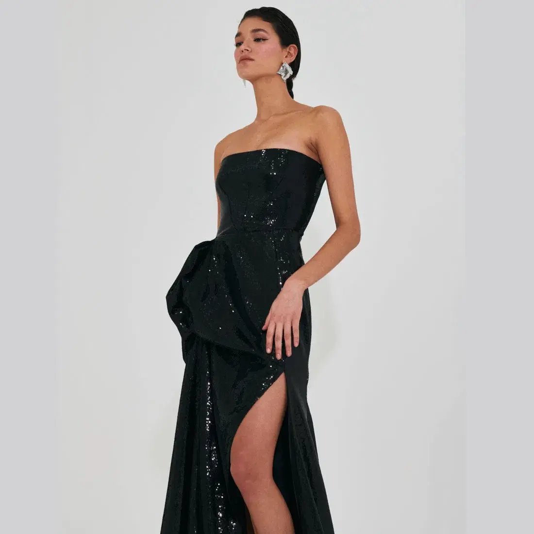 Meraki Official Nicole Sequin Strapless Ball Gown Black Size XS / AU 6 photo 3