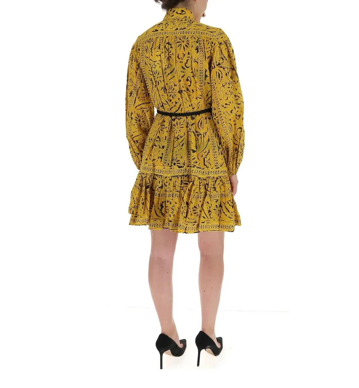 Zimmermann Lulu Belted Ruffled Print Cotton Mini Dress Yellow Size 2/ Au 12 photo 3