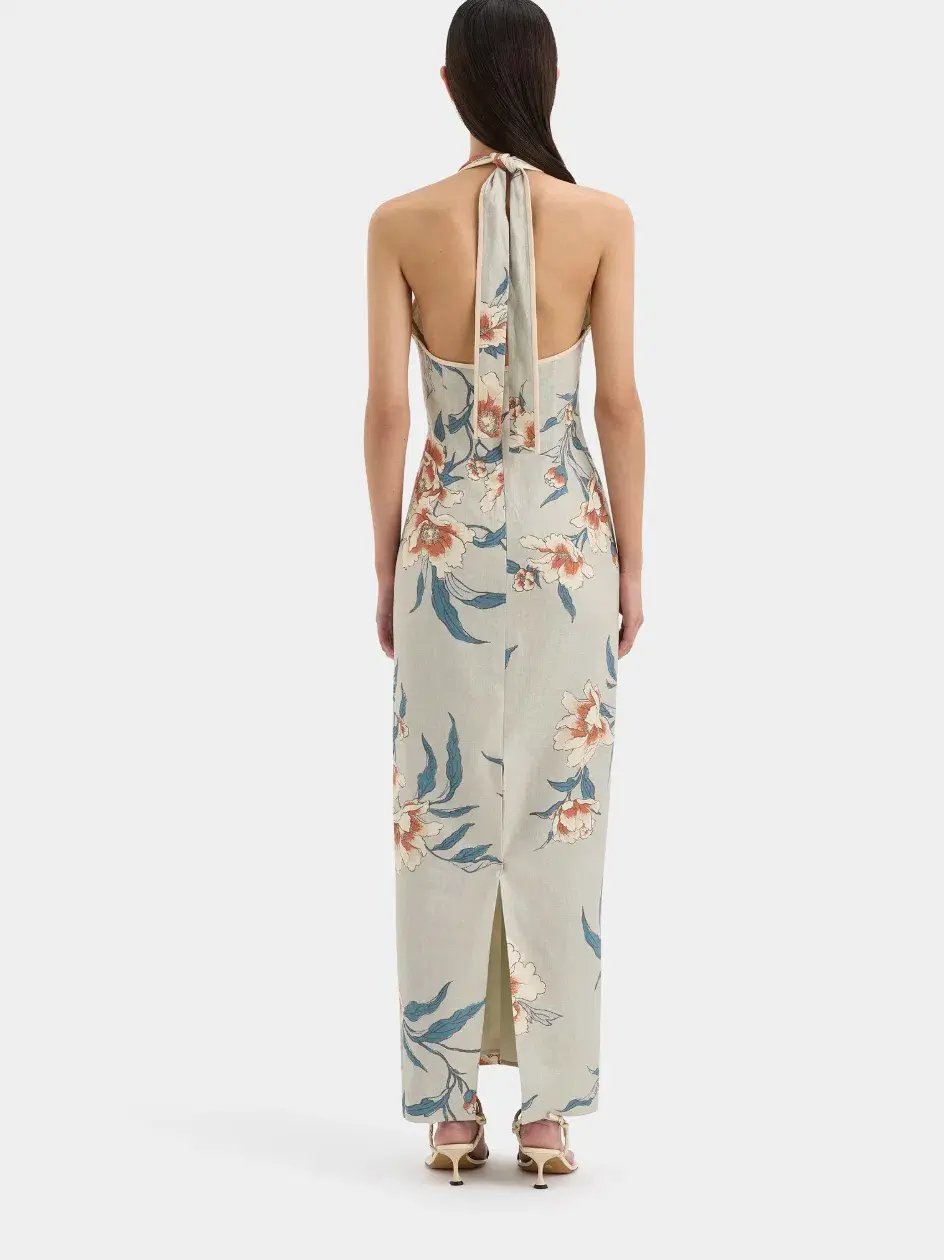 Roisin Halter Multi Floral Midi Dress Size 8 photo 2