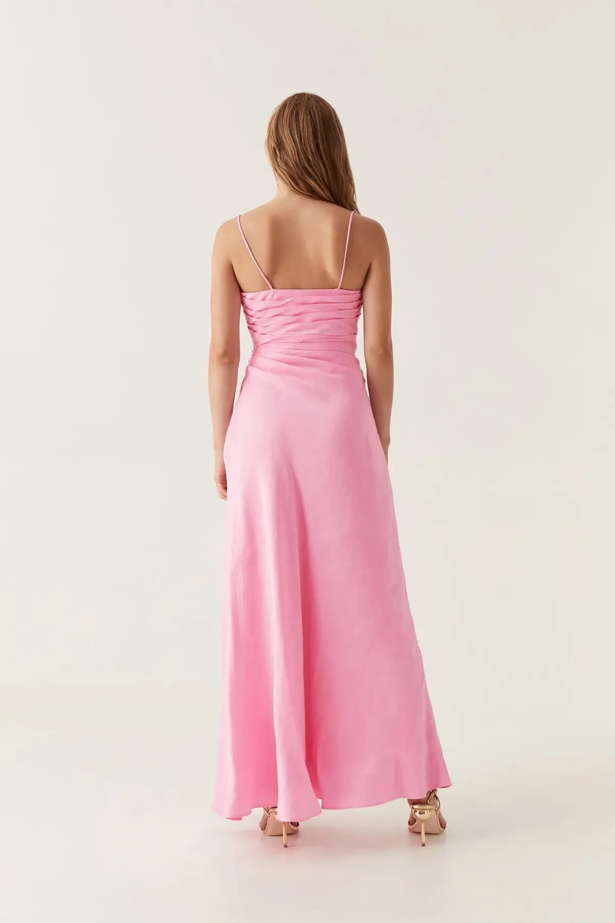 Aje Clarice Draped Maxi Dress Bon Bon Pink Size 6 photo 2