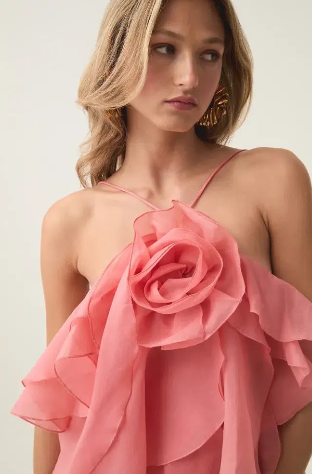 Aje Pandorea Layered Mini Dress in Washed Coral Size 8 photo 4