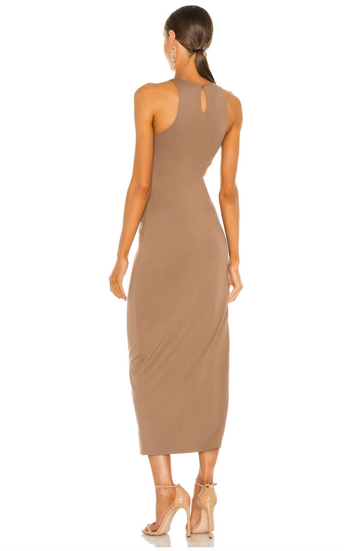 x REVOLVE Rylan Midi Dress in Taupe photo 3