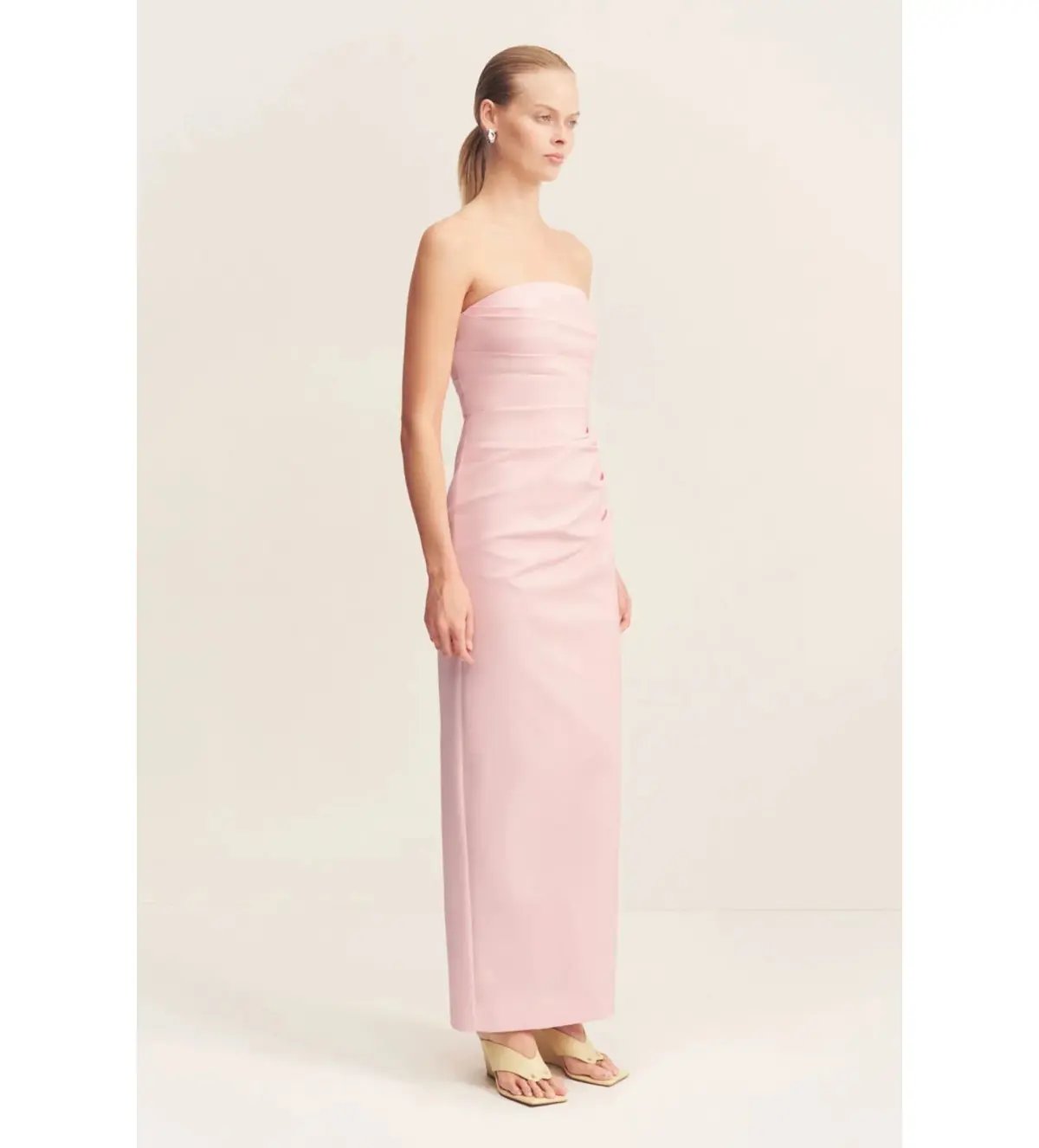 Shona Joy Lani Strapless Draped Maxi Dress Fairyfloss Size 10 photo 2