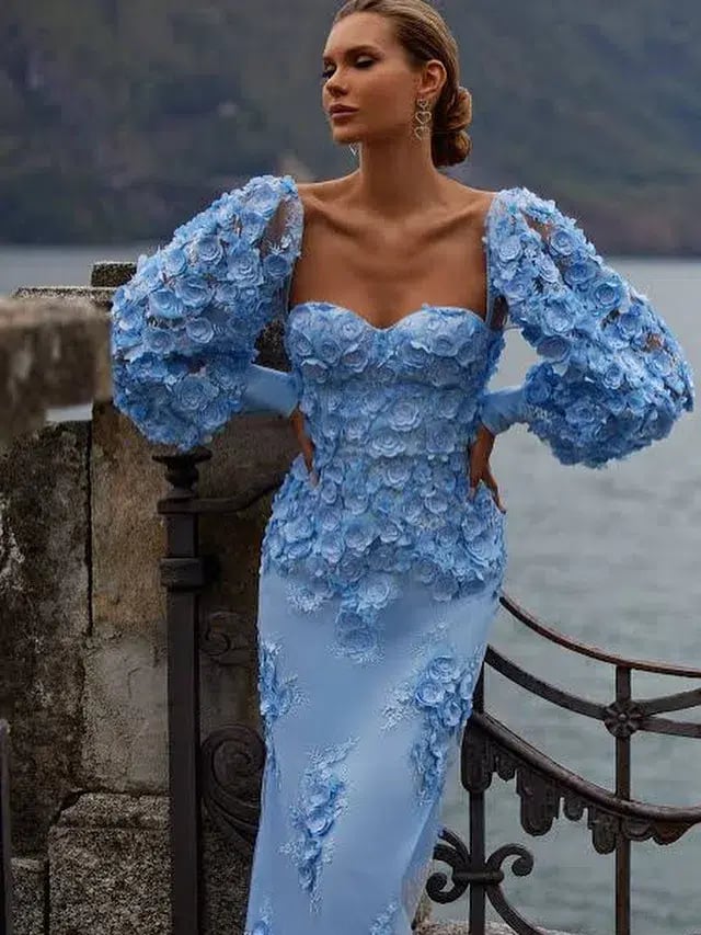 Alamour The Label Ginvra 3D Flower Dress Blue Size M /Au 10 photo 3