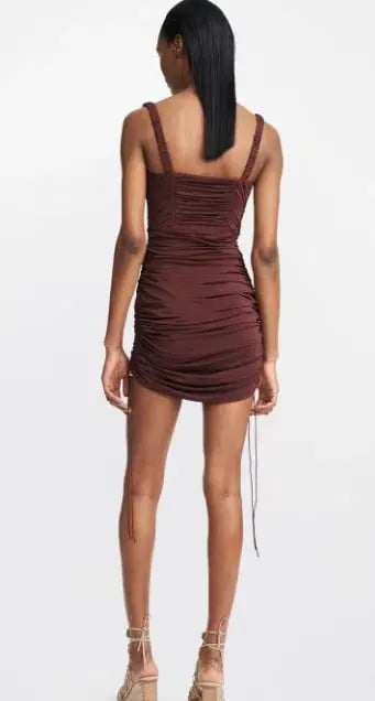 Dion Lee Smocked Doric Corset Dress Oxblood Red Size 10 photo 4
