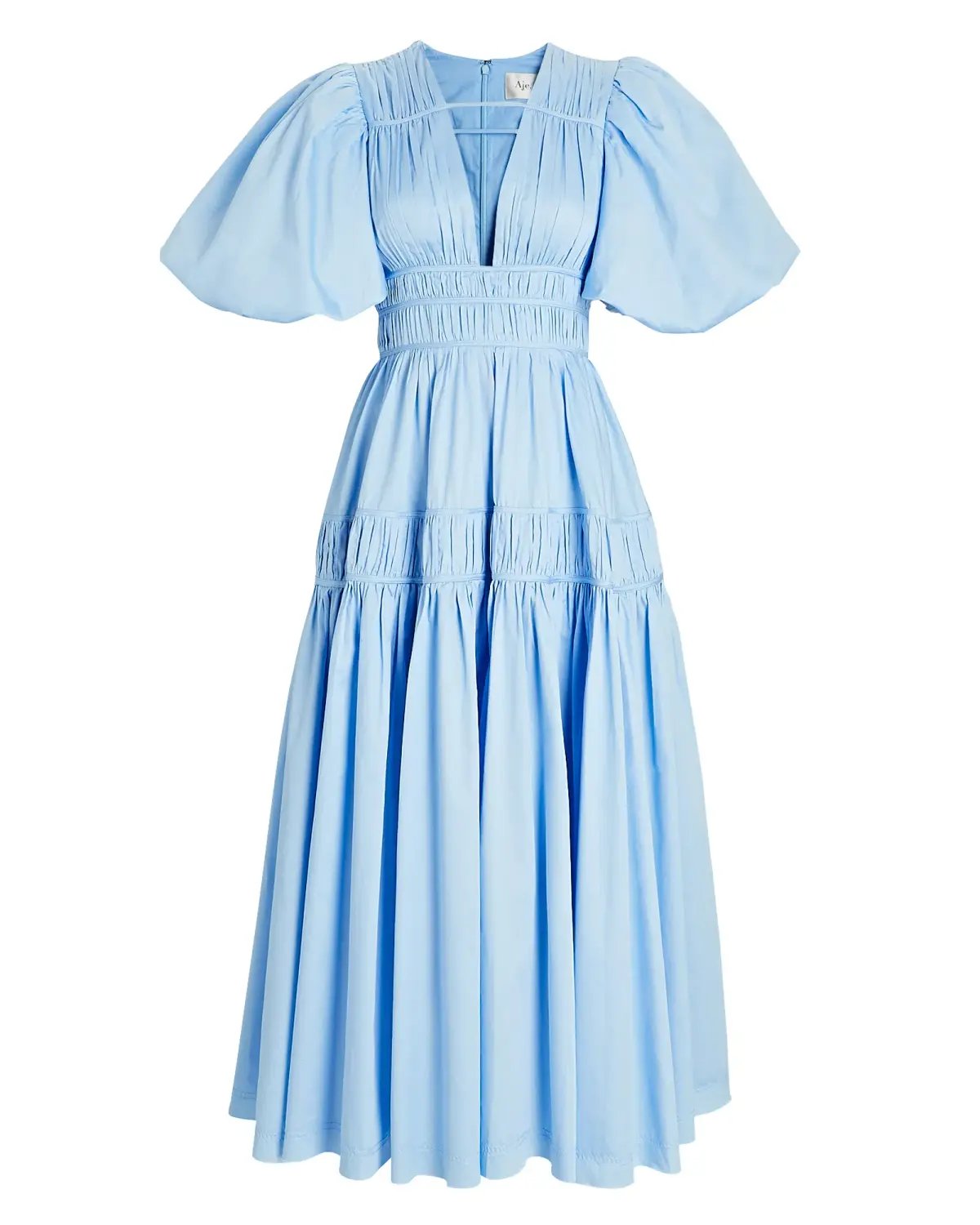 Aje Fallingwater Gathered Midi Dress Light Blue Size 8 photo 5