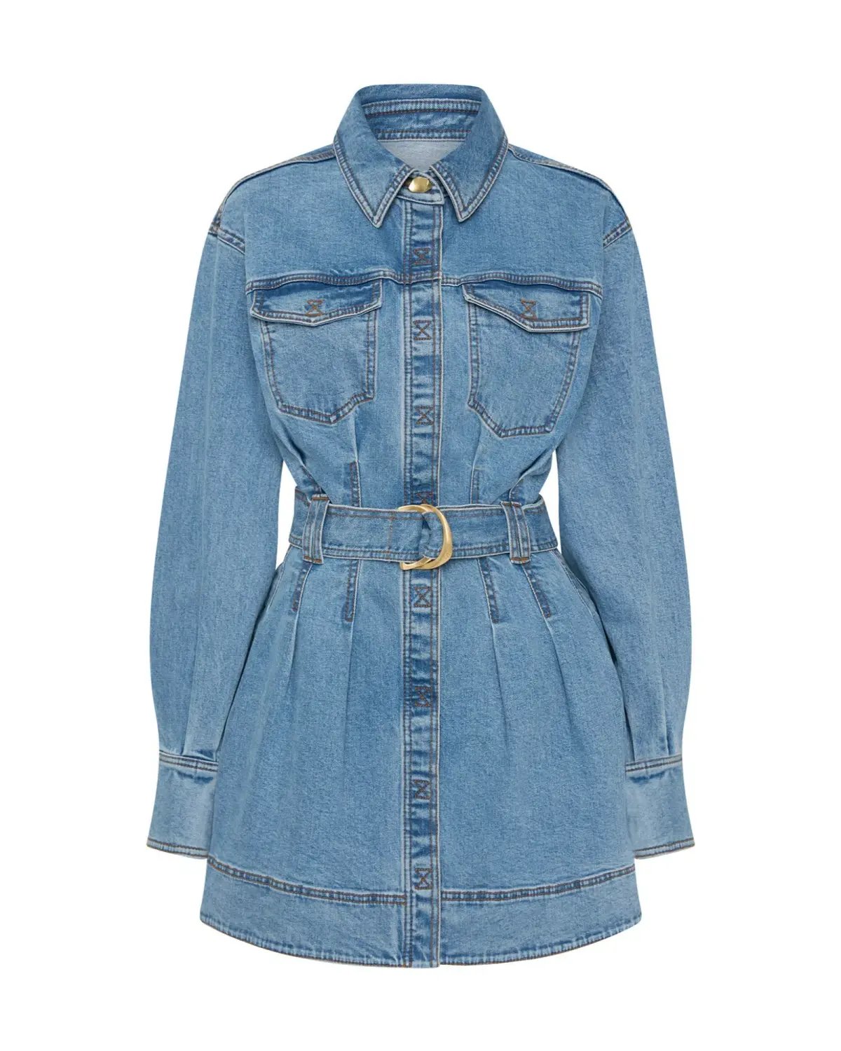 Aje Aradia Denim Mini Dress Classic Wash Size AU 4 photo 4