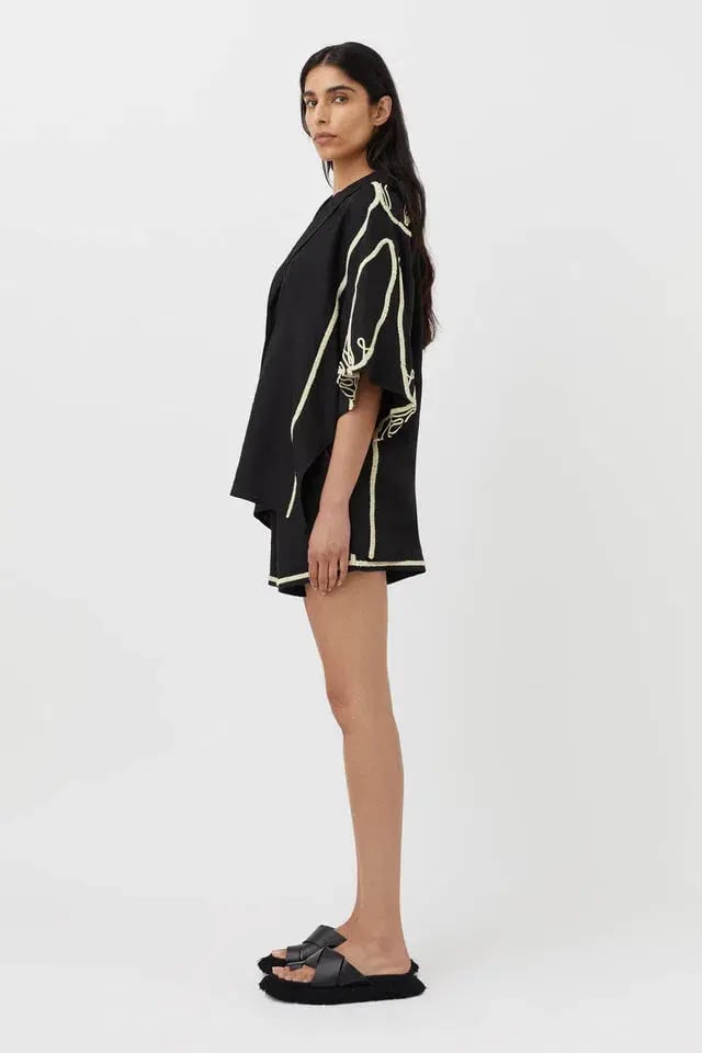 Camilla and Marc Lanza Shirt and Shorts Set Black Size 8 photo 3