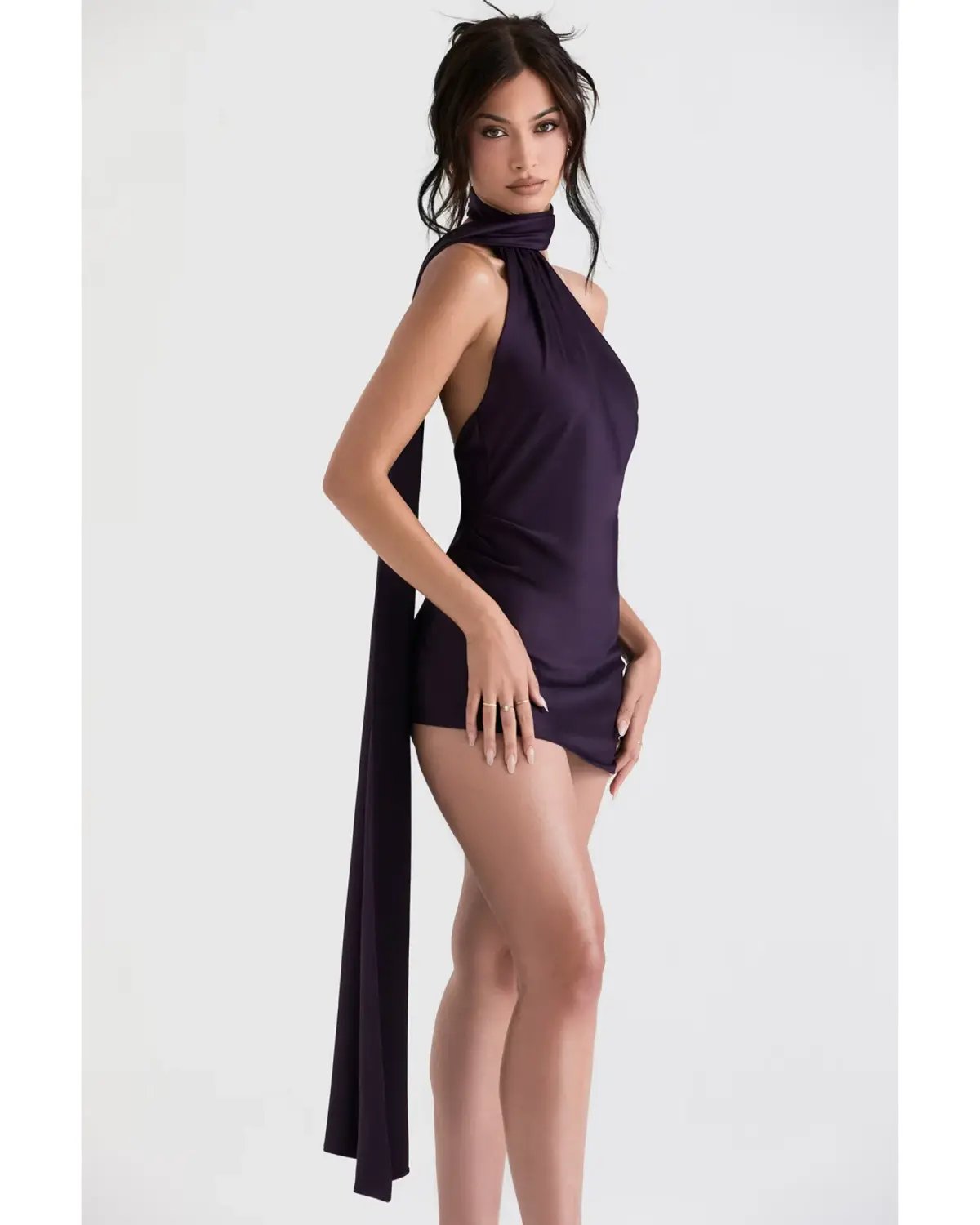 House Of CB Aida Asymmetric Wrap Neck Dress Night Shade Size S / AU 8 photo 2