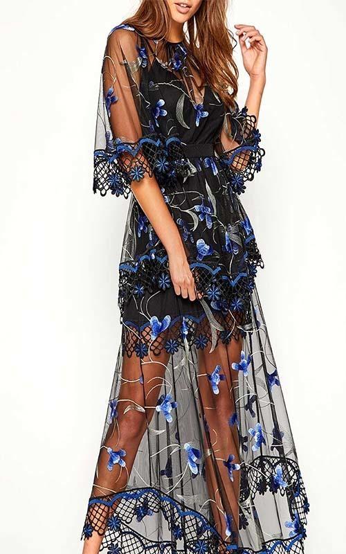 Alice McCall Marigold Gown Blue/Black Size 4 photo 2