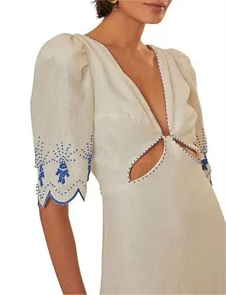 Farm Rio SEA OF FISH MIDI DRESS White Size 6 photo 5