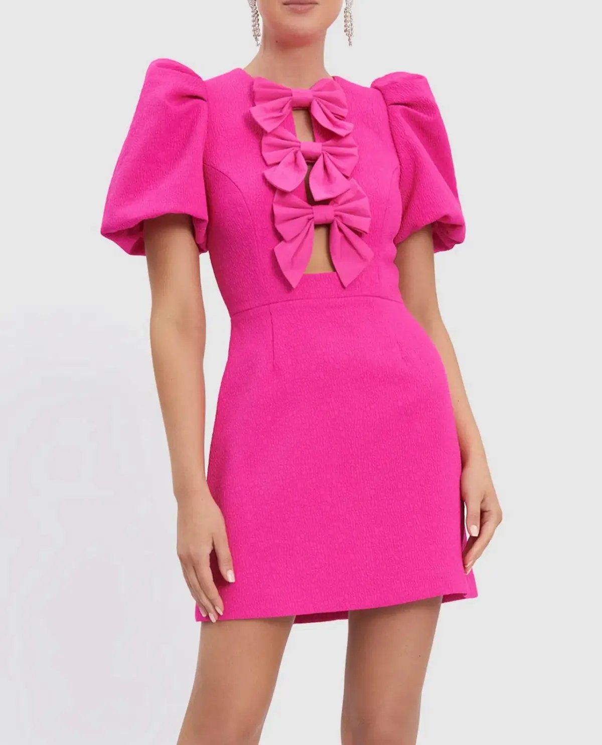 Rebecca Vallance Cecily Bow Mini Dress Hot Pink Size 10 photo 5