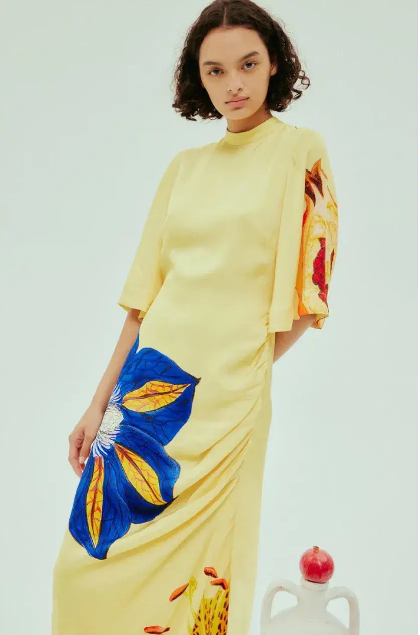 Alémais Dahlia Midi Dress Yellow Size 14 photo 2