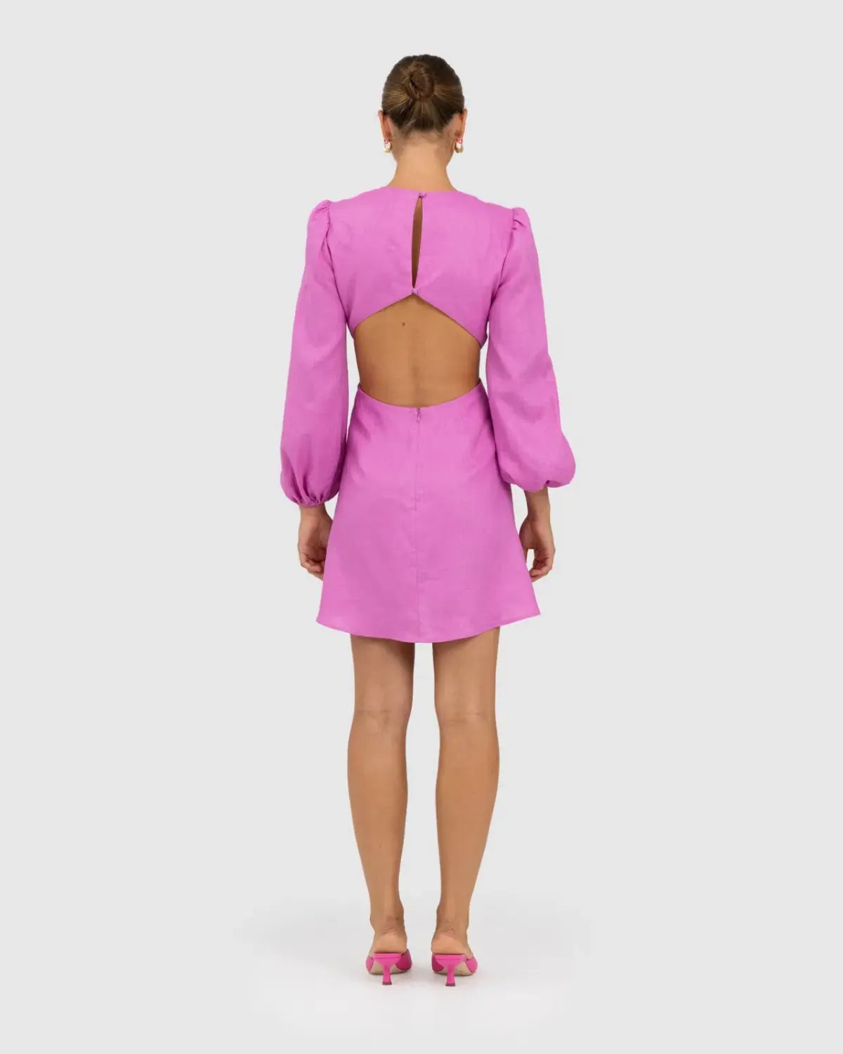 The Wolf Gang Safi Linen Cut Out Dress Pink Size XXS/Au 4 photo 4