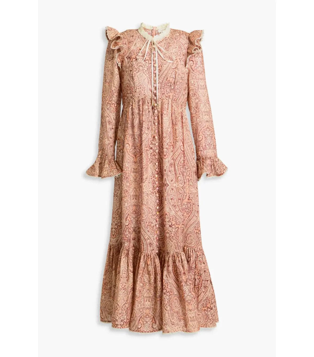 Zimmermann The Wonderland Frilled Midi Dress in Blush Paisley Size 4 / AU 16 photo 3