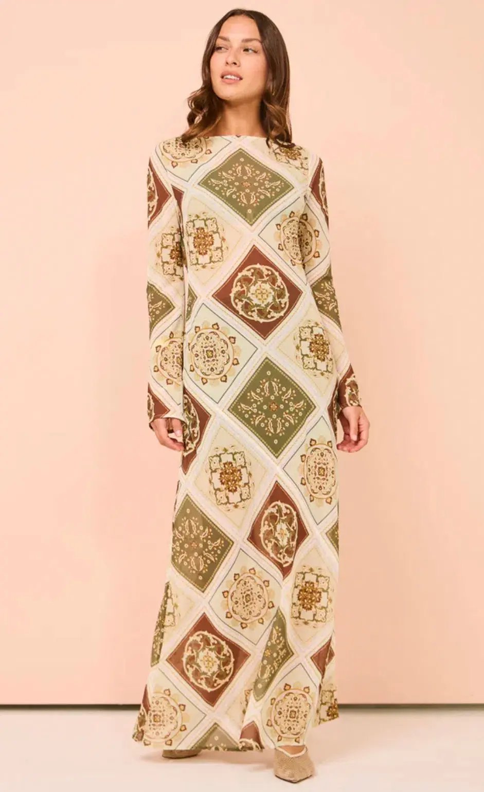 Hansen & Gretel Sundra Slip Dress in Evergreen Tile Size XL / AU 12 photo 5