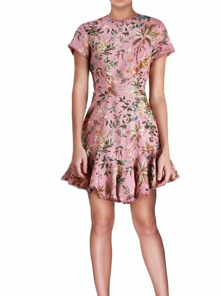 Zimmermann Tropicale Lattice Mini Dress Floral Size 8 photo 3