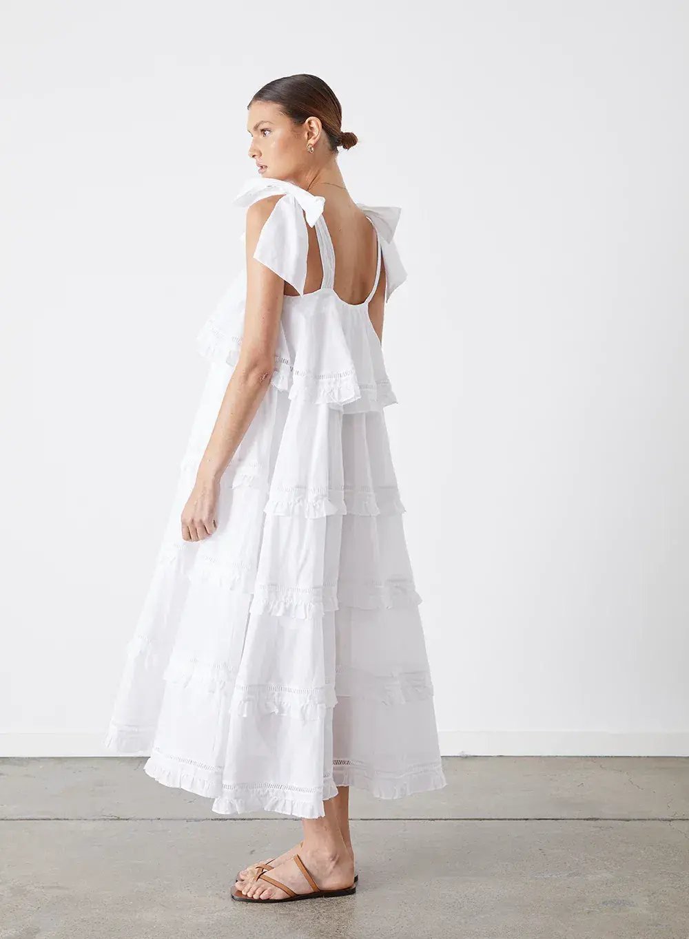 Joslin Studio Cosette Organic Cotton Midi Dress White Size AU 8 photo 2