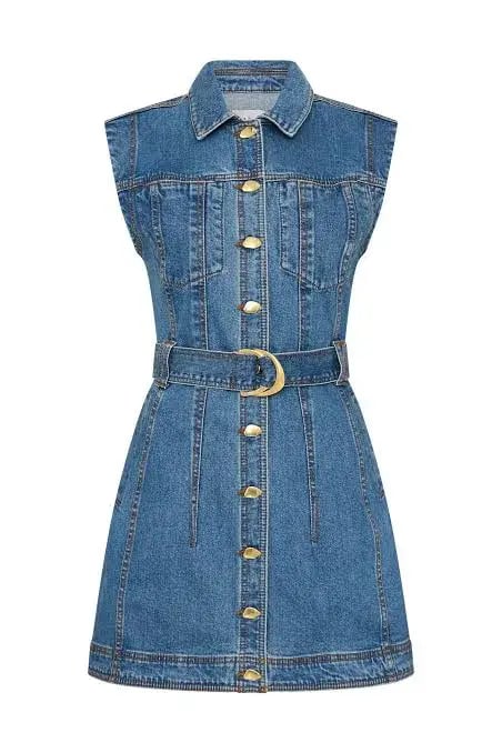 Aje Darcie Denim Mini Dress Blue Size 8 photo 3