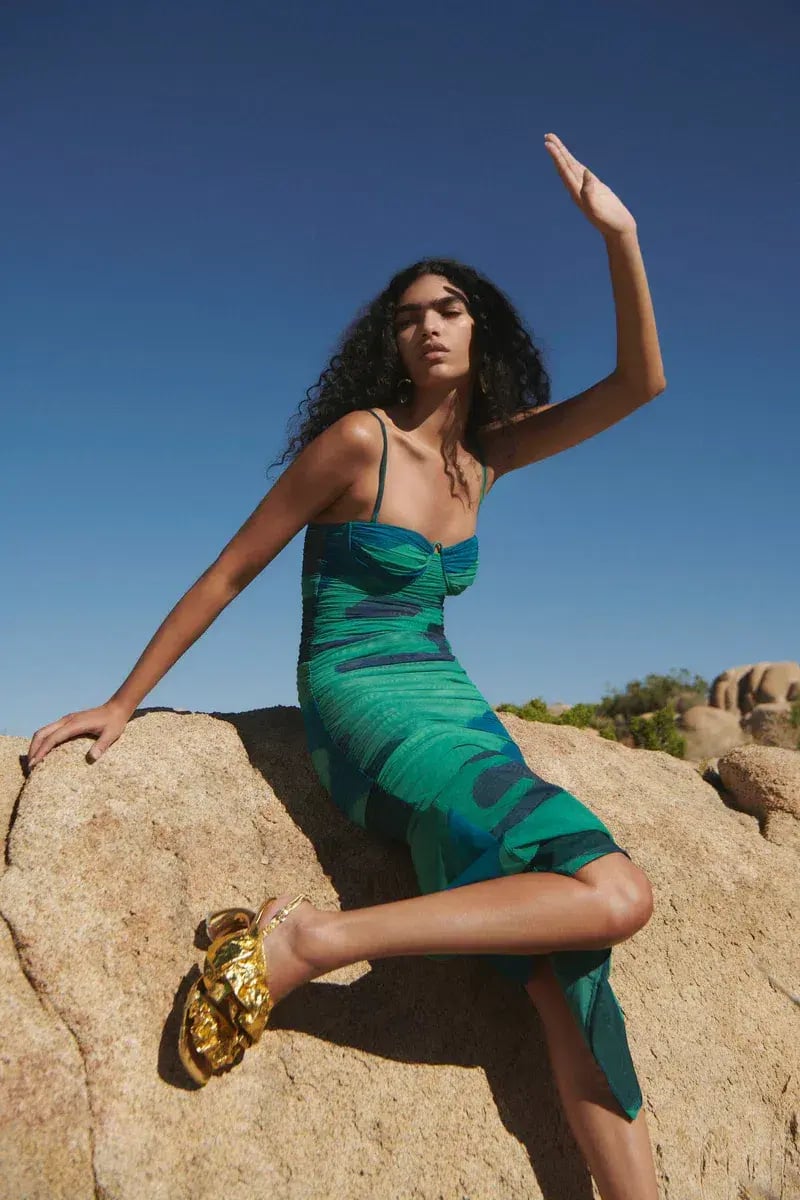 Sir the Label Frankie Gathered Midi Dress Green Size 3 / AU 10-12 photo 5