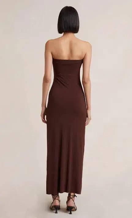 Bec & Bridge Myla Strapless Midi Dress in Chocolate Brown Size 8 photo 3