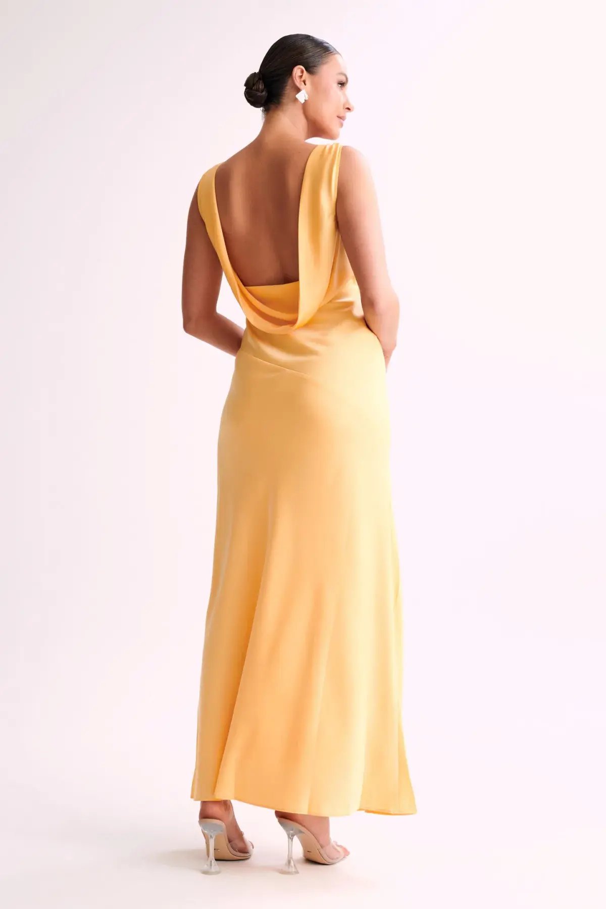 Meshki Nadia Satin Dress with Back Cowl Lemon Size XS/ AU 6 photo 3