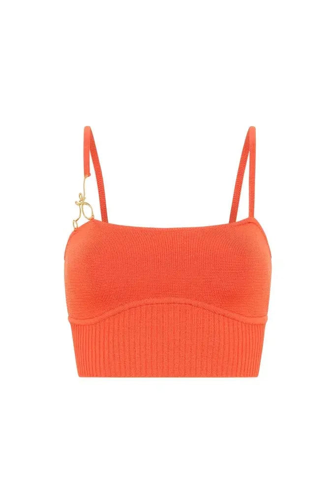 Aje Lucia Knit Bustier Top Coral Orange Size M/10 photo 6