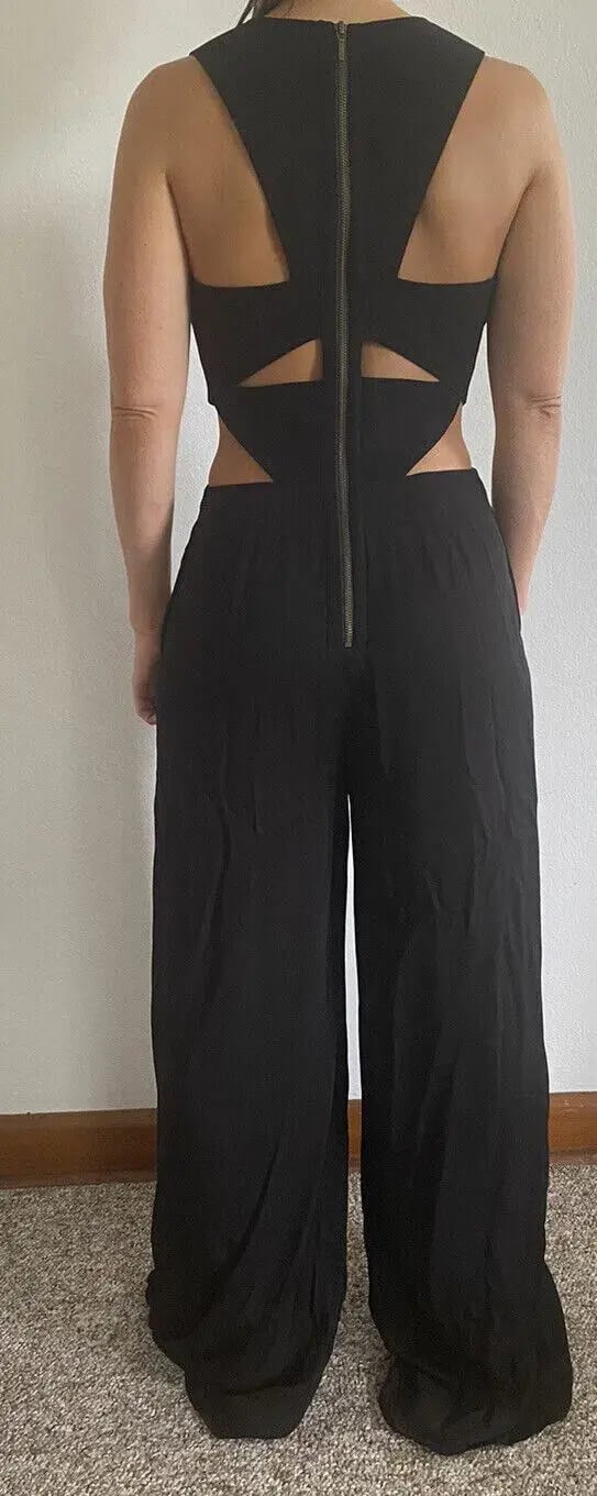 Sass & Bide Heat Wave Cut Out Wide Leg Jumpsuit Black Size 8 photo 6