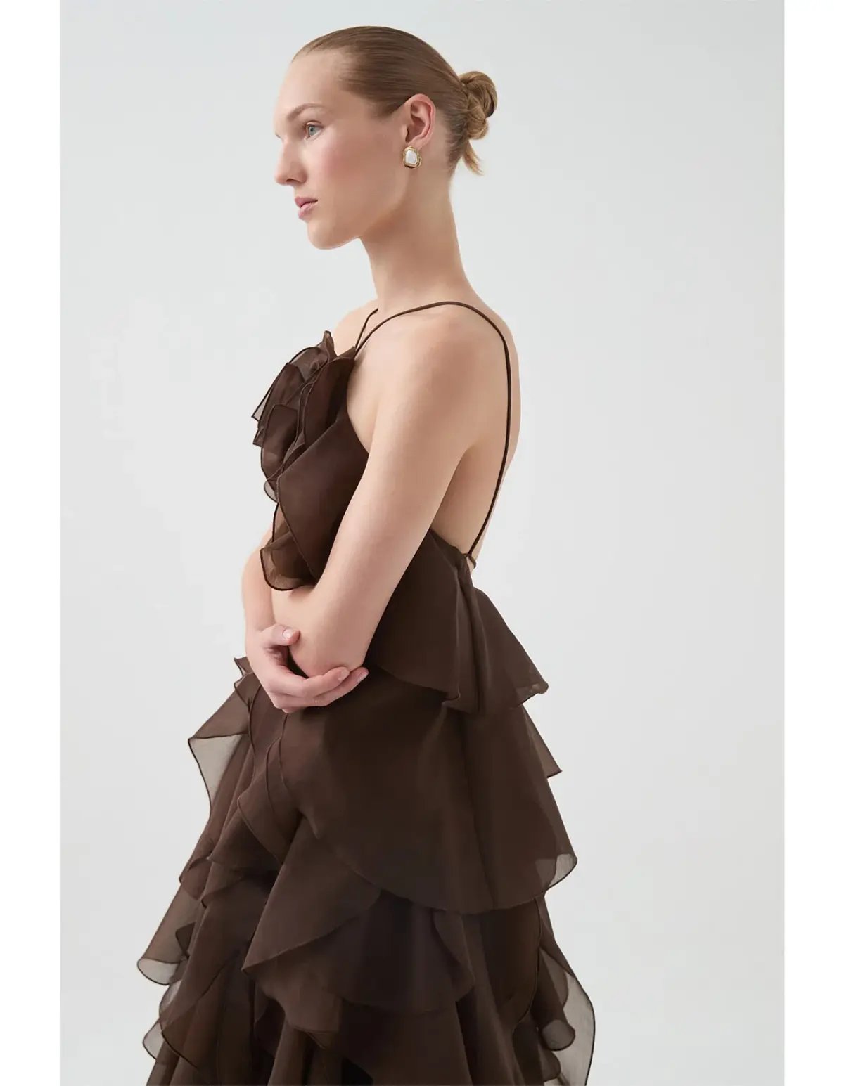 Aje Pandorea Layered Maxi Dress in Carob Brown Size AU 10 photo 5