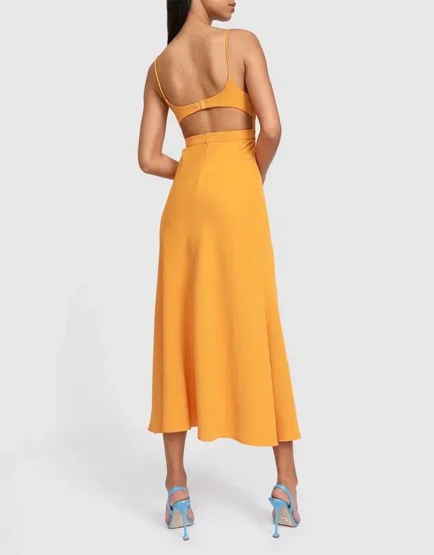 By Johnny Callia Wire Midi Dress Apricot Orange Size 12 photo 2
