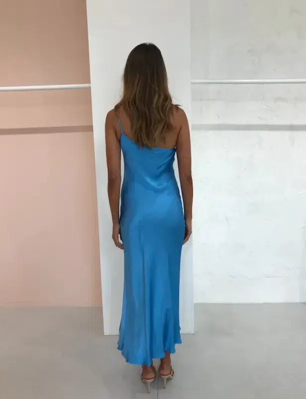 Bec & Bridge Frederic Asym Midi Dress Blue - Size 12 photo 3