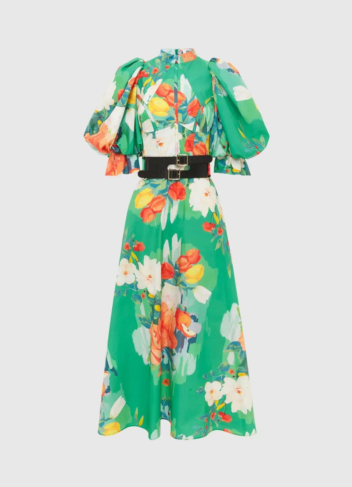 Leo Lin Florescence Midi Dress Green Floral Size 14 photo 2