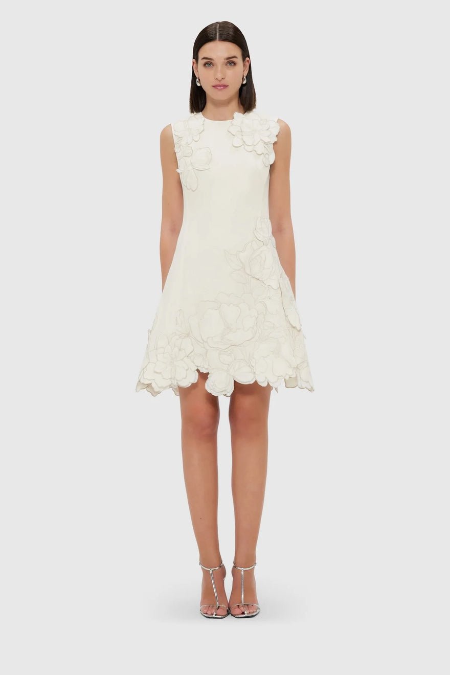 Leo Lin Chloe Appliqué Sleeveless Mini Dress - Vanilla photo 3