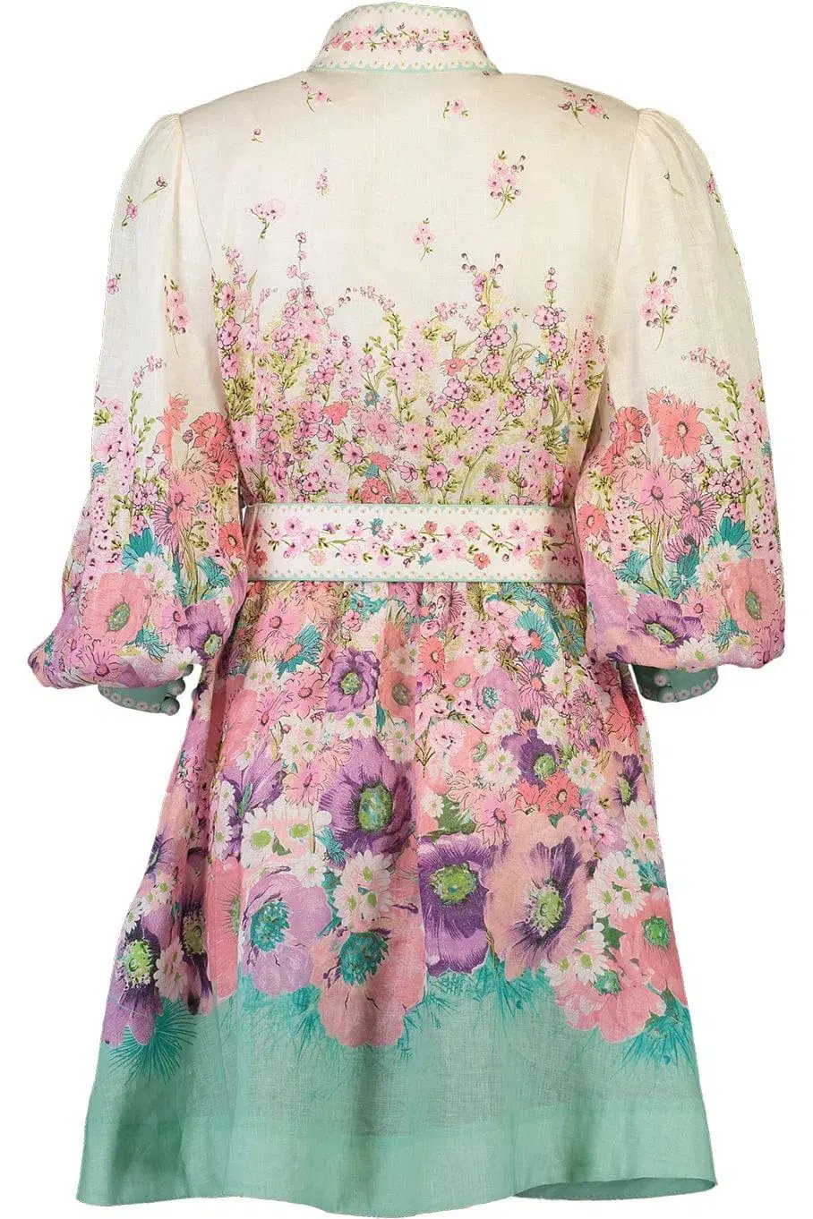 Zimmermann Jude Buttoned Mini Dress in Aqua Gradient Floral Size 0 / AU 8 photo 4