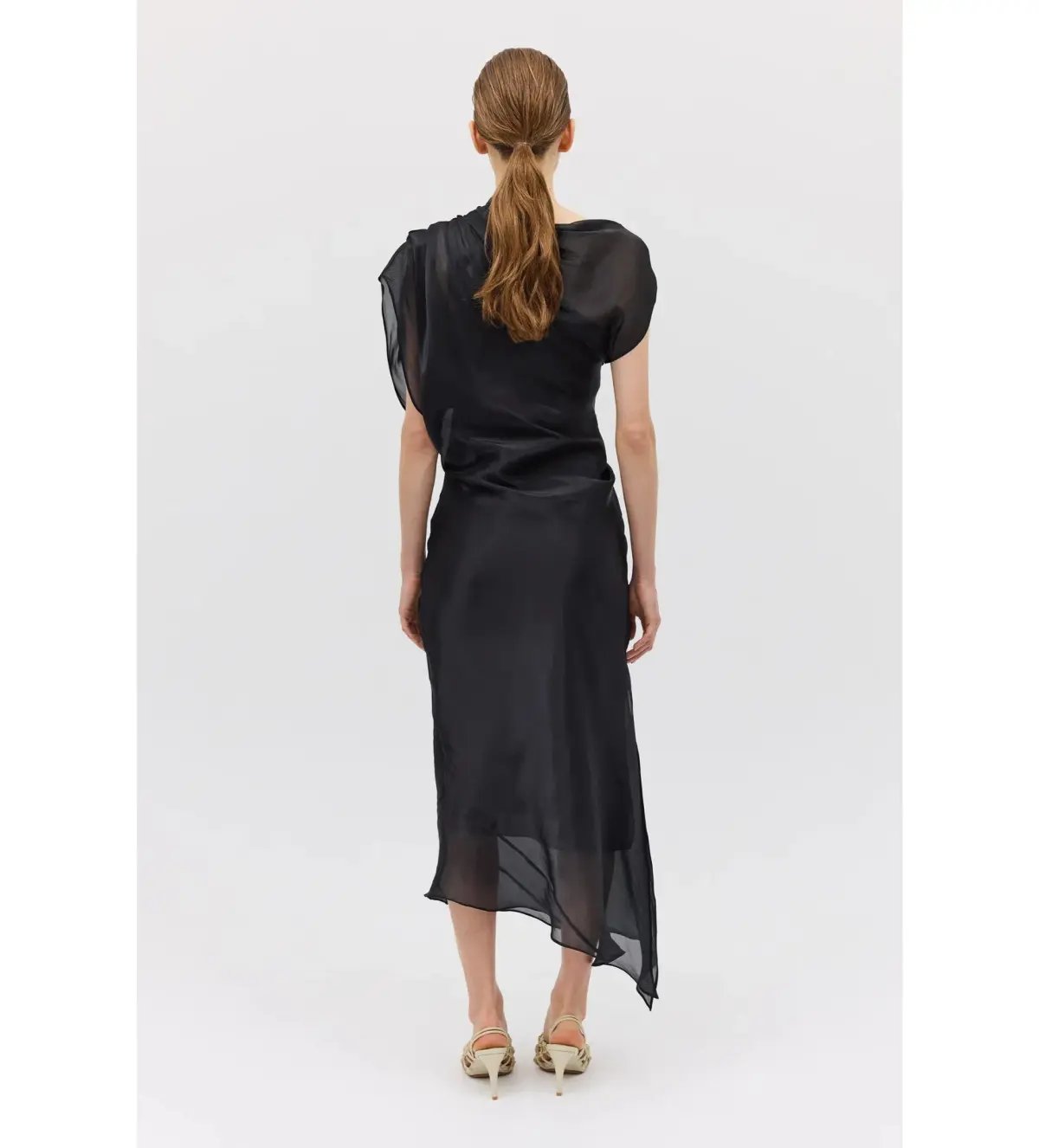 Bianca Spender Liquid Organza Decode Midi Dress Black Size AU 8 photo 5