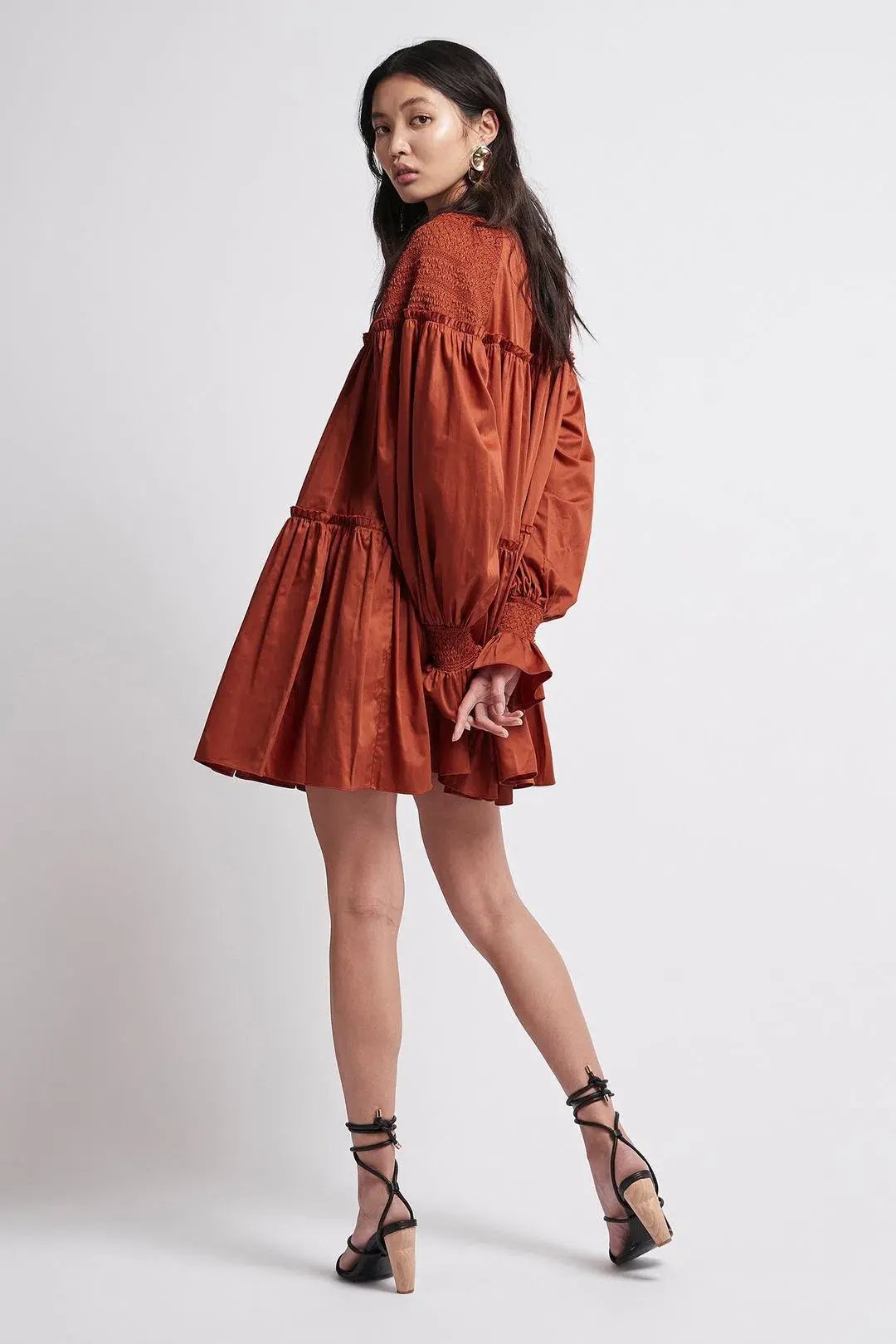 Aje Tranquility Smock Mini Dress Rust Size 10 photo 3