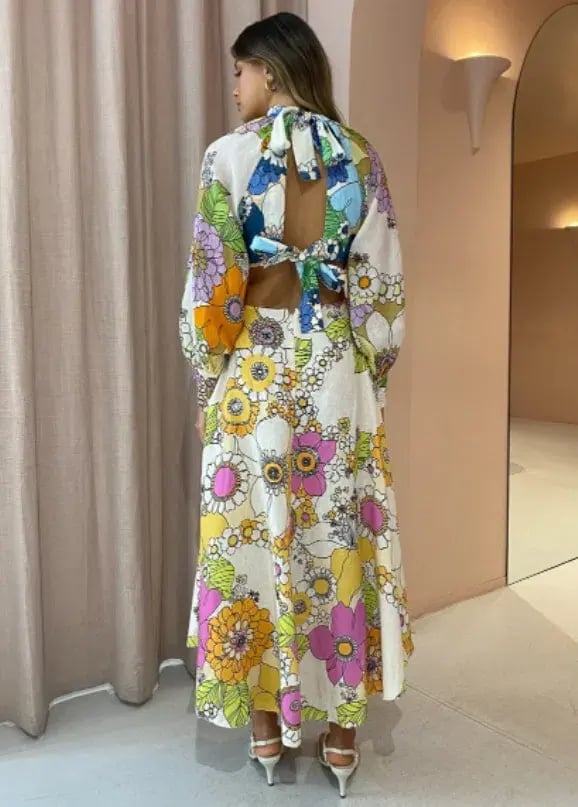 Alemais Farrah Cut Out Midi Dress Print Size 8 photo 5