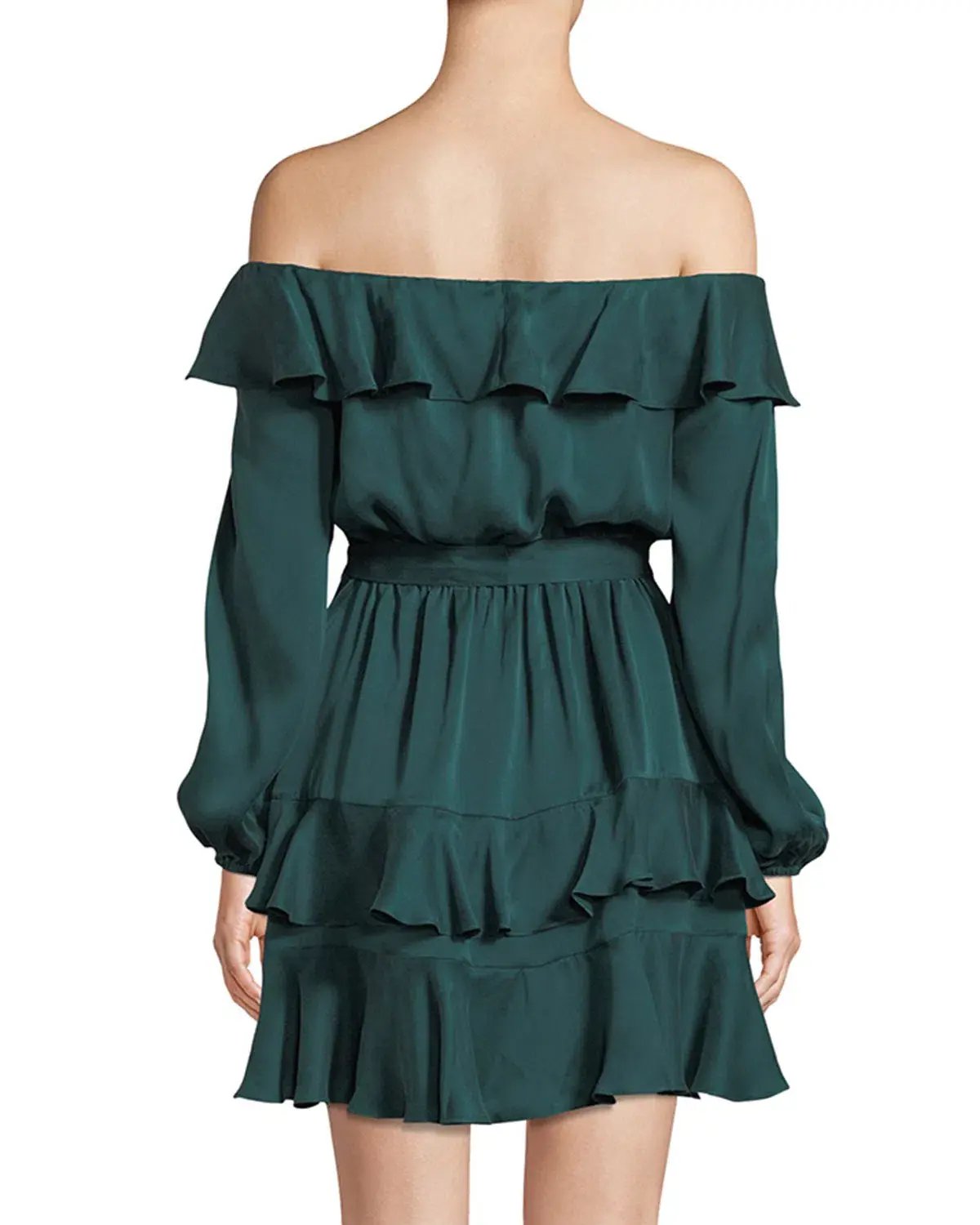 Zimmermann Flounce Off Shoulder Mini Dress Green Size 8 photo 2