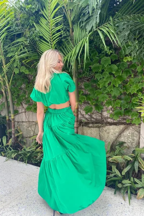 SWF Revive Cropped Tee and Tiered Skirt Set Green Size 8 photo 4