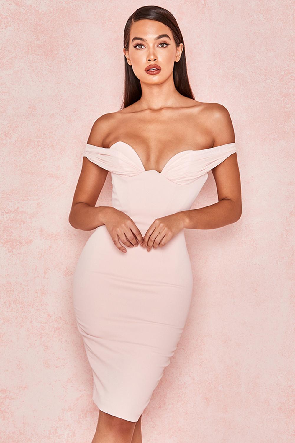 House of CB Yolanda Midi Dress Pink Size 8 photo 3