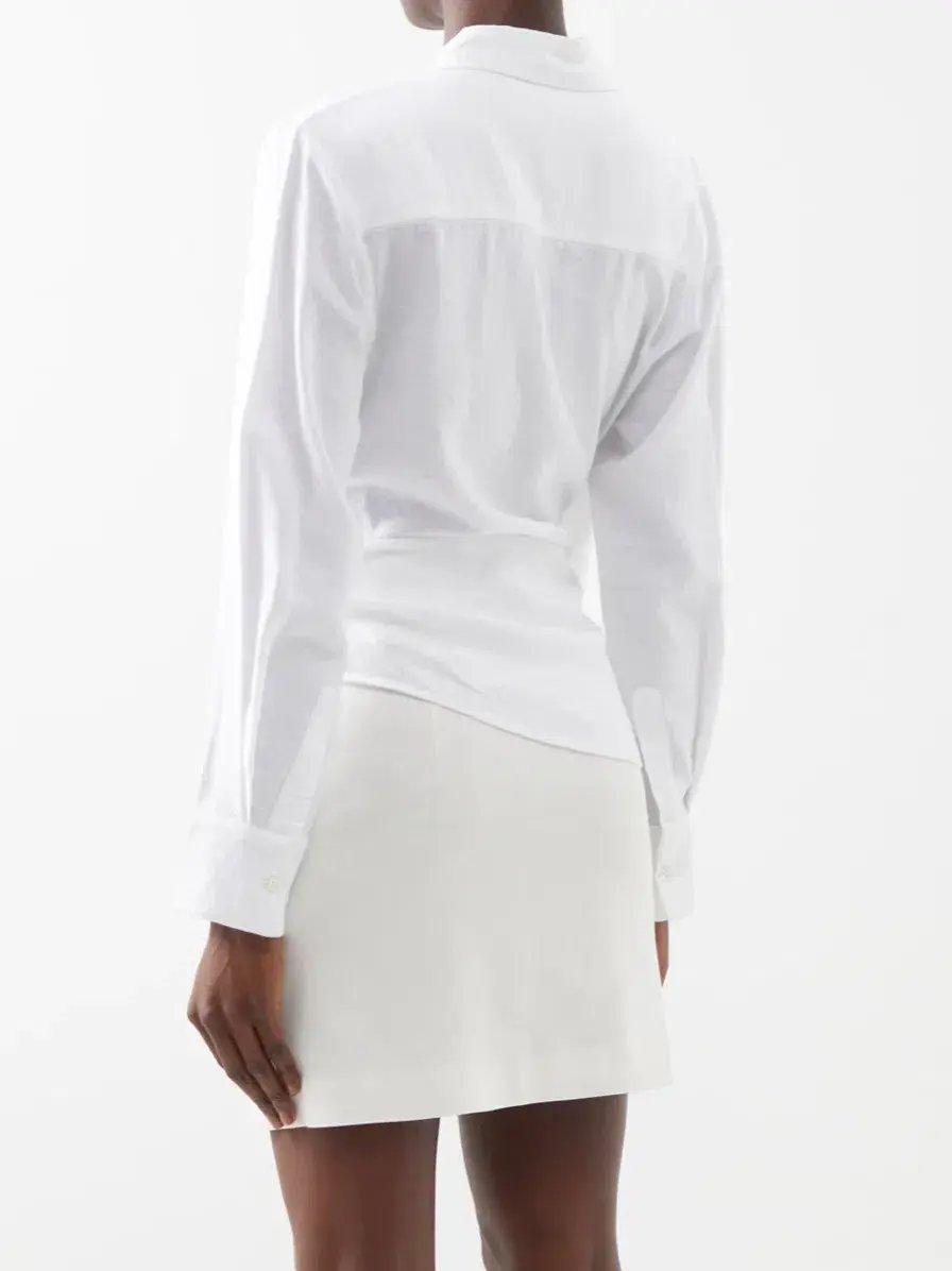 Jacquemus Bahia Plunge-neck Tie Shirt White Size 6 photo 3