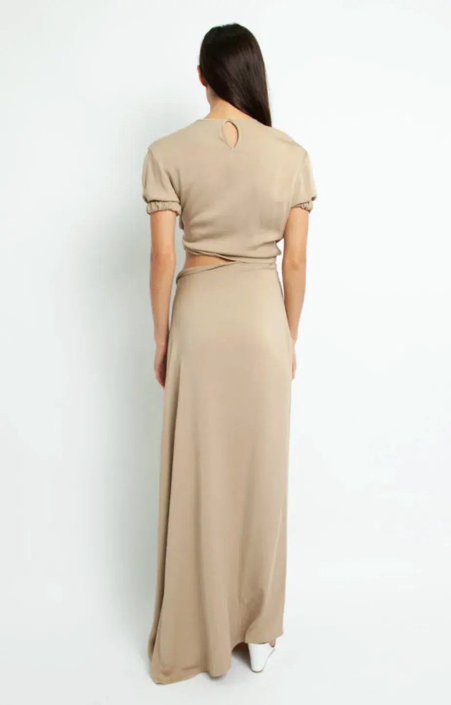 Christopher Esber Rolled Up Tee Dress Tan Brown Size 8 photo 6