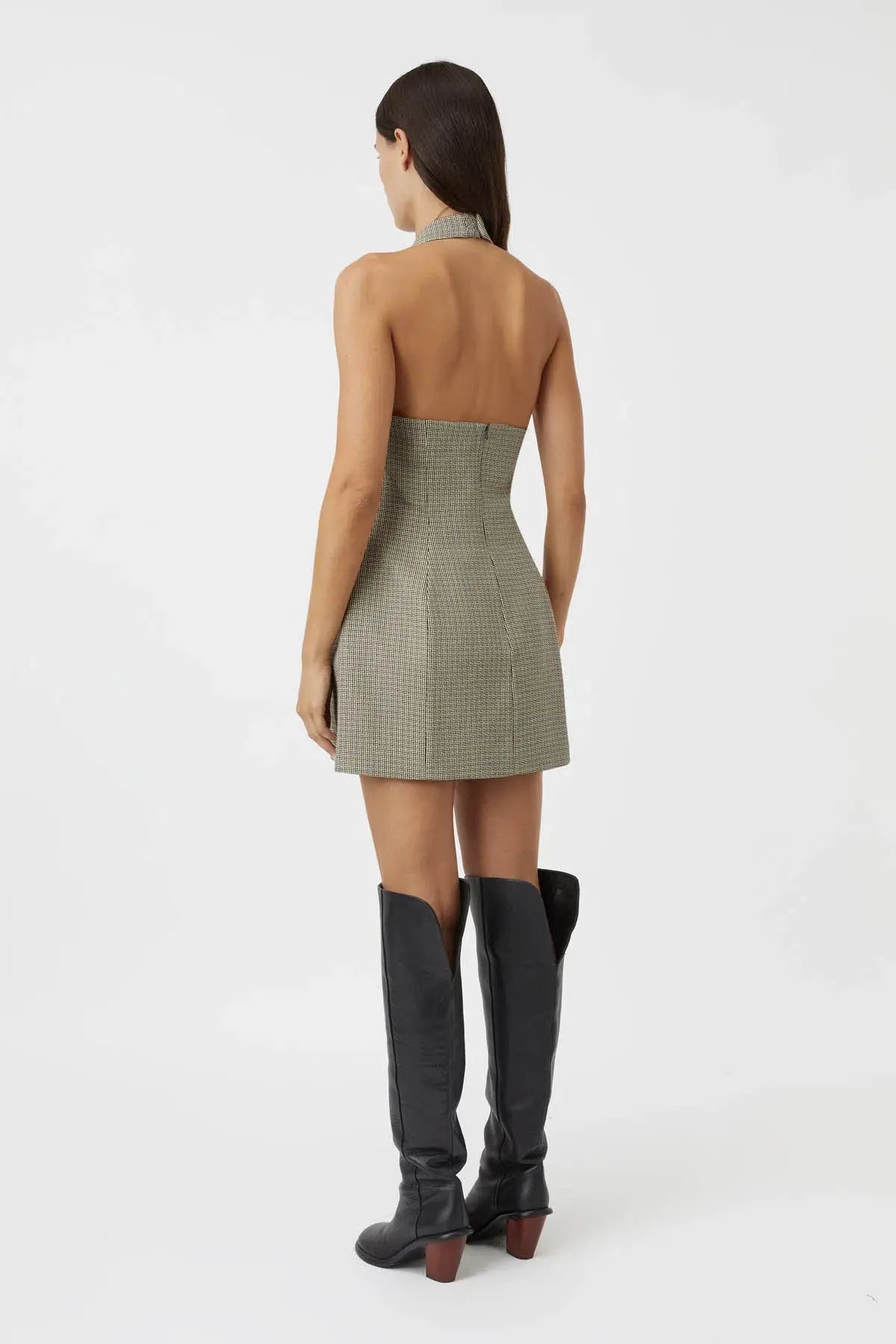 Camilla and Marc Banks Mini Dress in Black Houndstooth Size 8 photo 2