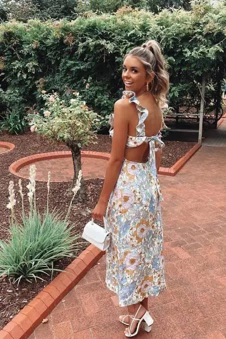 Zimmermann Super Eight Frilled Midi Dress Blue Meadow Floral Size 3 photo 2