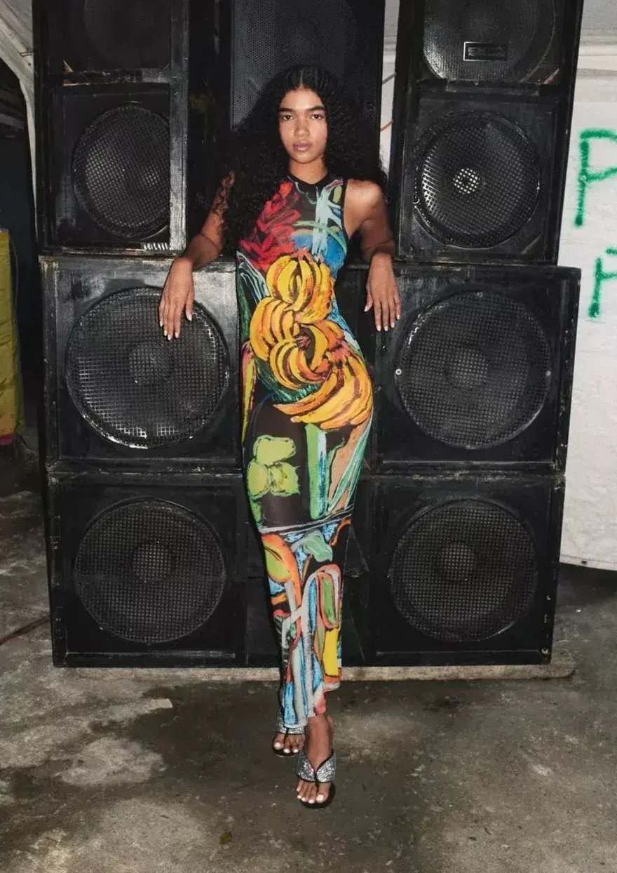 Venroy Mesh Tank Dress Jamaica Scene Print Size 12 photo 2