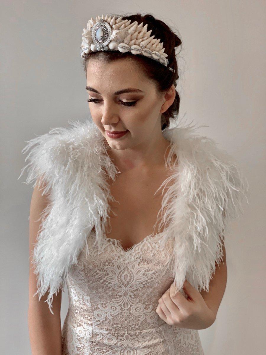 When Freddie Met Lilly Ostrich Shrug Off White One Size photo 2