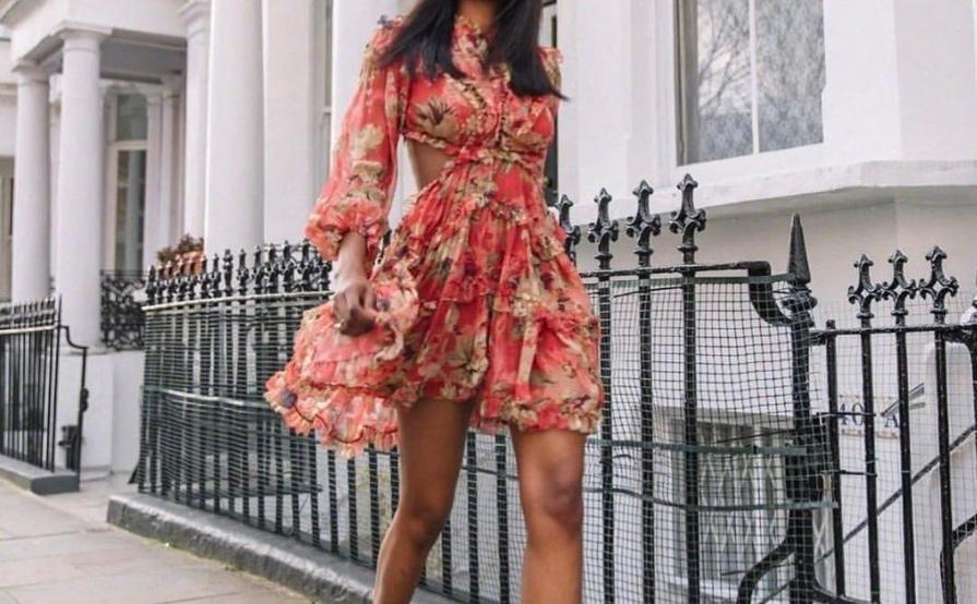 Zimmermann Melody Lace Up Short Dress Burgundy Floral Size 8 photo 4