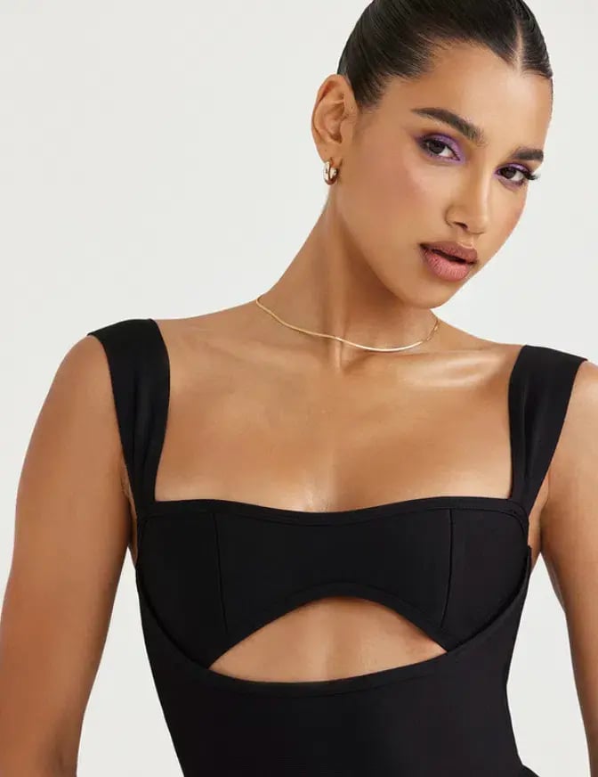House of CB Yasmeen Bandage Jumpsuit Black Size 6 photo 3