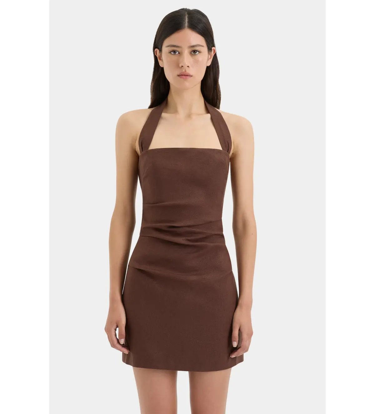 Sir The Label Noemi Halter Mini Dress Brown Size 10 photo 2