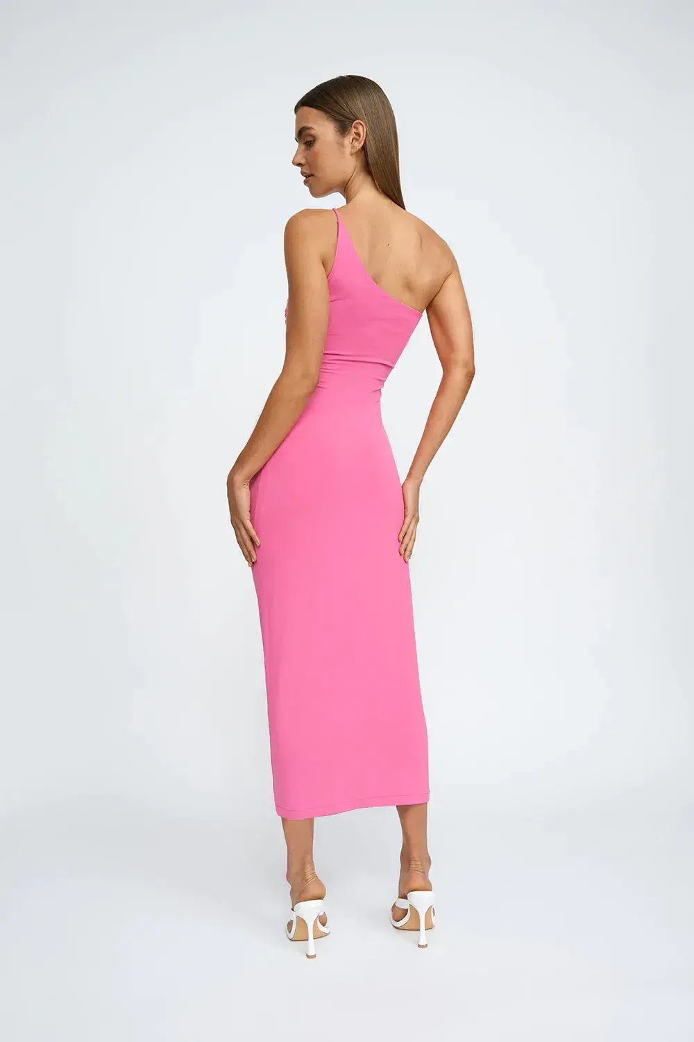 By Johnny Siya Slice Gather Dress Pink Size 8 photo 3